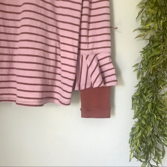 Free People Round About Pink Striped Long Sleeve M - Picture 6 of 9